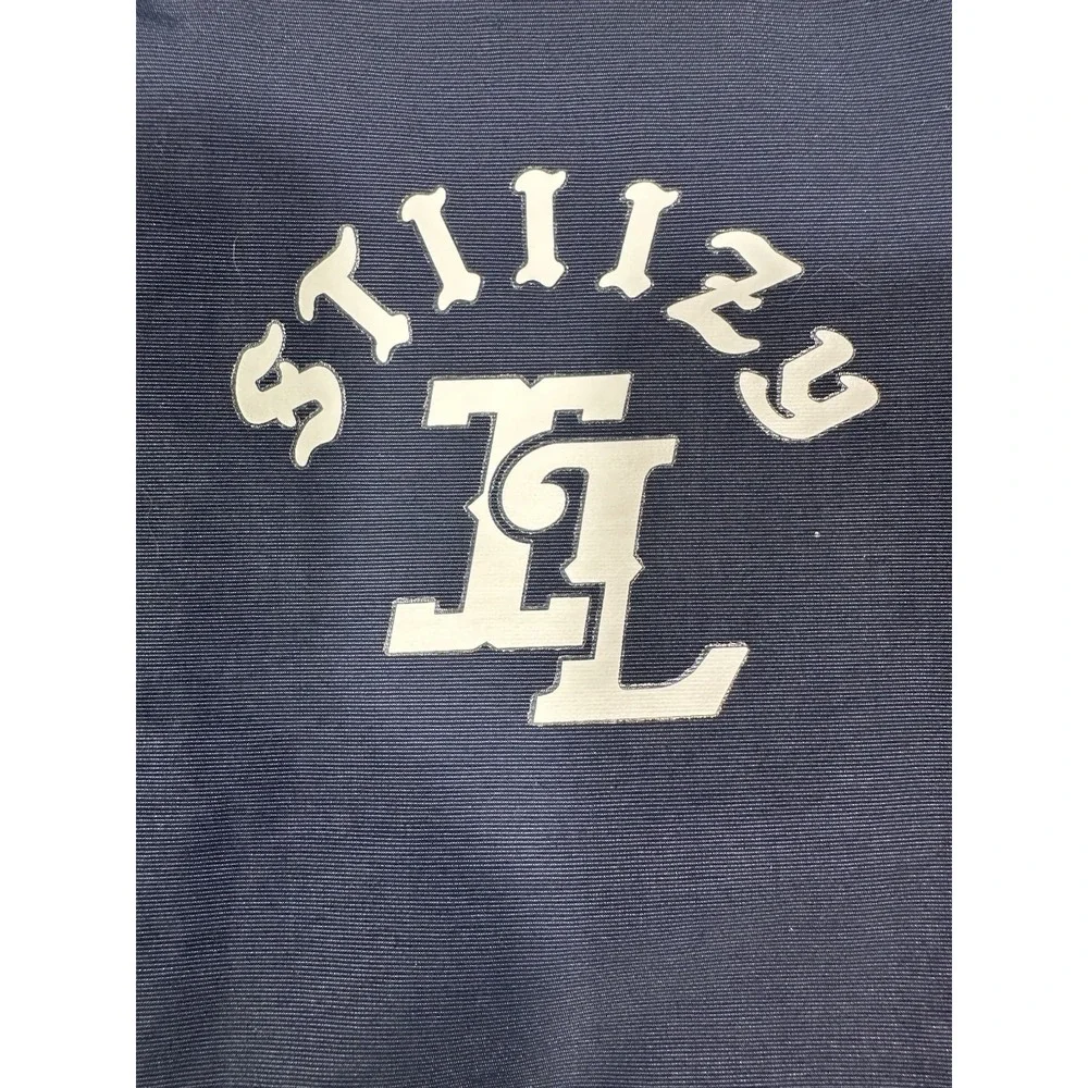 Stiiizy Jacket Mens Large Blue Hooded‎ Snap Up Illinois Windbreaker